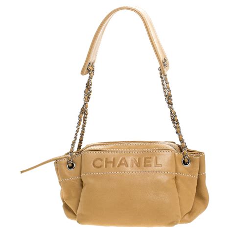 chanel beige lamb leather bag